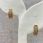 Sparkling Rose Gold Tone CZ Hoop Earrings Minimalist Modest Everyday Glam Photo 0