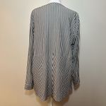 J Jill Shirt Button Up TunicTop Roll Tab Sleeve Gray White Striped Flowy M Size M Photo 2