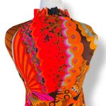 Vintage 60s Liberty House Hawaiian Maxi Dress Butterfly Print Psychedelic Orange Size XS Photo 6