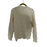 Baltic Born  Women's Cream Cable Knit Sweater Scallop Hem Small Photo 2