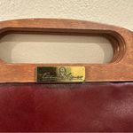 Etienne Aigner  Vintage Leather Wooden Elegant Red Clutch Handbag Photo 6
