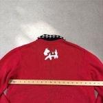 Vtg‎ Y2K Christmas Shopping Terrier Dog Knit Houndstooth Sweater Cardigan Sz L Red Size L Photo 4