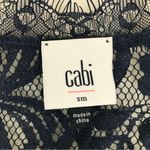 CAbi  3073 Navy Blue Sheer Lace Short Sleeve Top Blouse Button Front‎ Size Small Photo 6