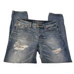 American Eagle  “Boy Crop” Distressed Cropped Blue Jeans Size 2 Relaxed Slouchy Photo 4