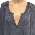 GiGio Gray Ribbed A Line Button Henley V Neck Long Sleeve Dress Oversized Small Photo 4