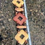 Clearance 50% off Vintage Wooden Geometric Beaded Boho Belt, Size Small Brown Photo 3