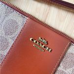 Coach Brass/Tan/Rust Small Wristlet In Colorblock Signature Canvas #32445 Photo 3