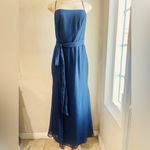 Vera Wang  WHITE label midnight blue maxi gown formal bridesmaid dress size 12 Photo 1