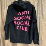 Unisex Anti Social Social Club Black Hot Pink Logo Pullover Hoodie Small Photo 1