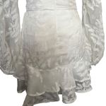Hello Molly White Floral Embroidered Sheer Long Sleeve Ruffle Mini Dress Sz S Photo 6