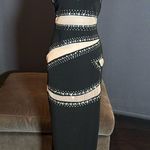 Women’s Strapless Mesh Paneled BodyCon Dress Silver Rhinestone Detail Size M NEW Black Size M Photo 0