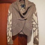 American Eagle  Outfitters Brown Cream Snowflake Cable-Knit Cardigan Size Medium Photo 0