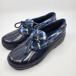 Sperry Womens Heron Waterproof Duck Shoes 9775859 Navy Blue Plaid Slip On Size 8 Photo 3