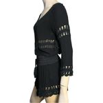 Surf Gypsy Womens Size M Black Crochet Knit Tie Waist V Neck Coastal Rayon Dress Photo 3