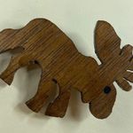 Moose Deer Vintage Wood Cutout Pin Brooch Animal Likeness Photo 2