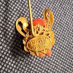 Miriam Haskell Vintage  1940s Gold Tone Red Coral Stick Hat Pin Signed ORIGINAL Photo 4