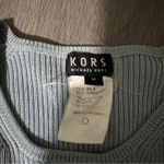 Michael Kors  Silk Blend Light Blue Ribbed Long Sleeve Pullover Sweater Sz M‎ Photo 4