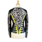 Bebe  Athletic Jacket Sz Med Geo Leopard Print Warm Up Photo 1