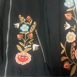 W5  Anthropologie Full Zip Sweatshirt Black Floral Embroidered Beaded Size Small Photo 3