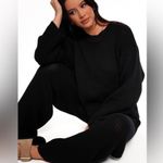 Petal and Pup Women’s Black Knit Wide Leg Pants – High Waist Stretch Lounge Trousers Photo 2