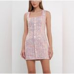 Endless Rose Tweed Mini Dress Sleeveless Button Front Pink Party Cocktail Photo 1