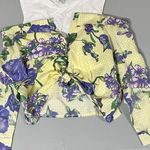 Rêveuse 2-in-1 Tank Top and Yellow Purple Off-the-Shoulders Floral Button-Down Long Sleeve Blouse Shirt Top Size L 💜✨ Photo 0