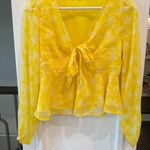 Abercrombie & Fitch  Yellow Floral Sheer Tie Front Blouse – Size S Photo 1