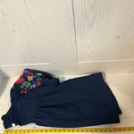 Umgee Shirt Women Small Blue Boho Puffy Ruffle Embroidered Floral Resort Travel Photo 5