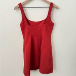 ASOS DESIGN Structured Corset Seam Detail Bell Skirt Mini Dress in Brick Red Sz2 Photo 5