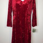 NEW! Women’s Red Crushed Velvet Belle Sleeve Dress 2 Photo 1