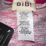 BiBi Pink Orange Tan Striped semi sheer sweater 3 button Large NWT Photo 4