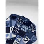 Patchwork Heart‎ Rose Sweater Blue Knit Pullover Women's Cozy Long Sleeve Size M Photo 1