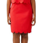 Eloquii Anthropologie Women's Red Scalloped Overlay Dress Plus Size 16 Stretch Photo 0