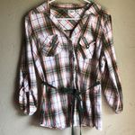 Cato Plaid quarter sleeve & belt tie button down shirt Photo 0