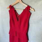 BCBGMAXAZRIA  Alena Peplum Red Bodycon Midi Dress Size 4 Cocktail Holiday Photo 4