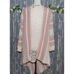 Crystal Kobe Size L Boho Waterfall Open Front Sweater Cardigan Pastels Lace Back Tan Size L Photo 7