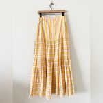 Veronica Beard  Serence Cotton Blend Maxi Skirt in Yellow Pink Metallic Stripe S Photo 4
