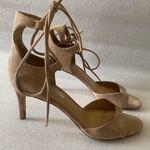 Diane Von Furstenberg  Rimini Ankle Lace Up tan suede Open Toe heels size 11 Photo 9