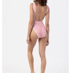 LainSnow x Tiare Hawaii Ocean Isle One Piece Swimsuit in Coral Star Print Pink Photo 1