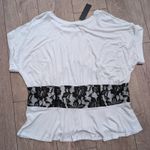 🆕 Plus 2X White Black Lace Corset Style Babydoll Peplum Top Shirt Blouse NWT Photo 2