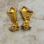 Christian Dior Gold Plated Black Enamel Crystal Clip On Earrings Vintage Signed Photo 6