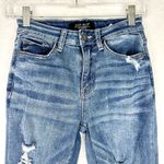 Judy Blue Bleach Distressed Skinny Fit Jeans Size 1/25 Raw Hem Mid Rise Cropped Photo 2