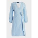 J.Crew Dress Womens Size 6 Blue White Striped Cotton Poplin‎ Wrap Photo 10