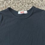 Bayse Black Crew Neck Ribbed Round Raw Hem Cropped Long Sleeve Top Sz XS Photo 1