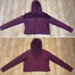 Forever 21  Maroon Mesh Cut Out Cropped Pullover Hoodie Shirt S Photo 11