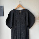 Mara Hoffman  Dress Aranza Black Smocked Puff Sleeve Pleated Midi Dress Size‎ L Photo 7