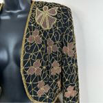 Papell Boutique Vintage  Jacket Womens M Silk Beaded Boxy Deadstock VTG Cropped Photo 3
