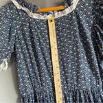 VTG 70s Puff Sleeve Ruffle Midi Dress Floral Prairie Cottagecore Victorian Lace Blue Size undefined Photo 5