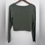 Aritzia  Wilfred Lydia Cropped Top Ruched Square Neck Long Sleeve Sage Green L Photo 2