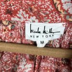 Nicole Miller  Blouse Womens M Red Floral Crop Tie Waist Boho Peasant Hippie Photo 4
